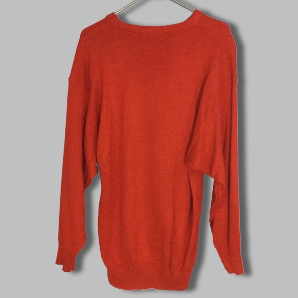 Bright Red Sweater with White Feathers - Picture 2 of 5